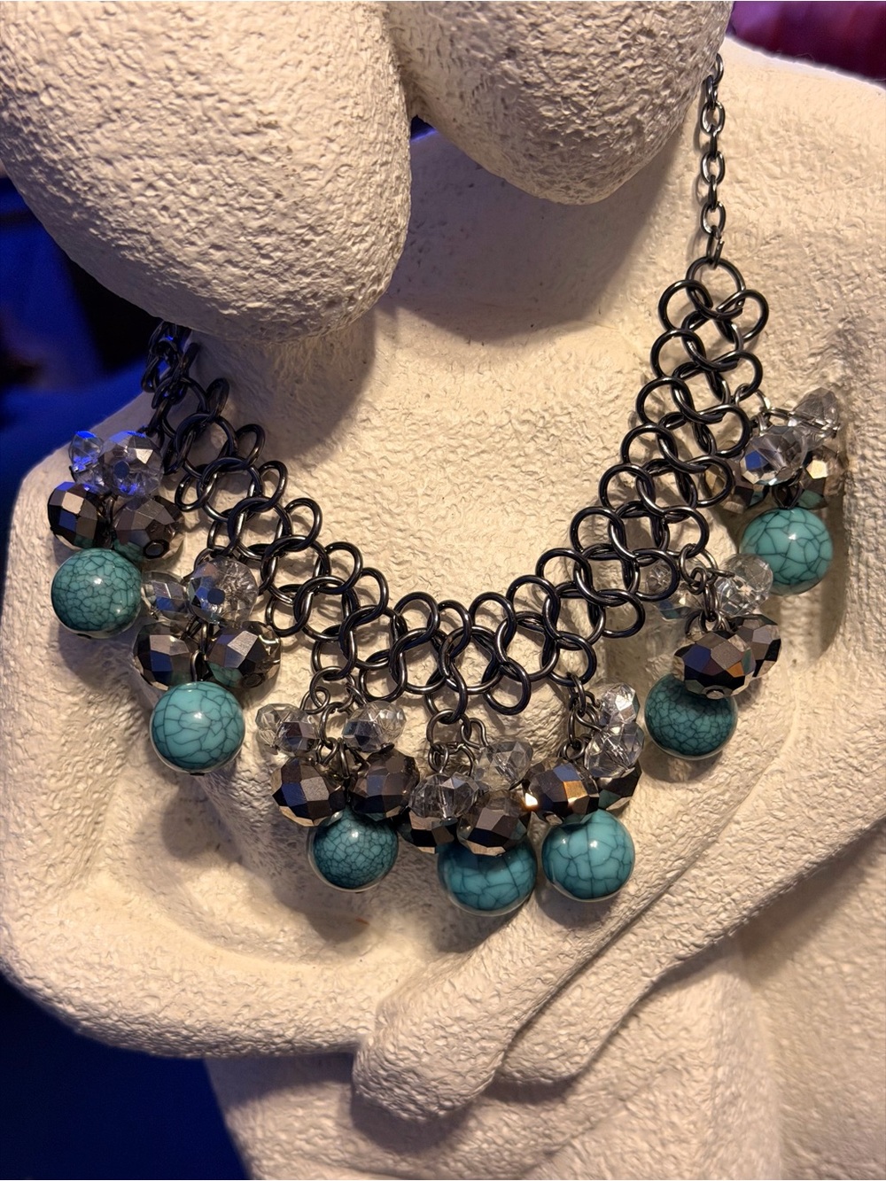 Turquoise Bead Statement Necklace - Women Jewelry